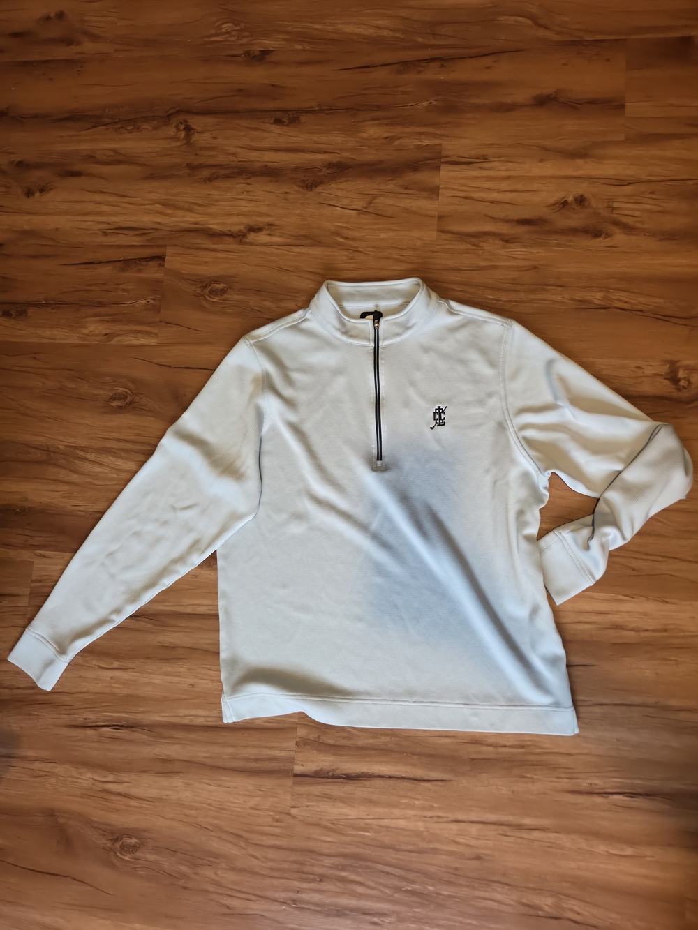FootJoy Men's Light White Quarter-Zip Pullover with Logo